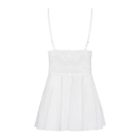 Сатиновий пеньюар із мереживом Obsessive 810-BAB-2 babydoll &amp; thong S/M, білий, пеньюар, танга — Просмотреть изображение 6