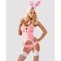 Еротичний костюм зайчика Obsessive Bunny suit 4 pcs costume pink S/M, рожевий, топ з підв’язками — Переглянути зображення 1