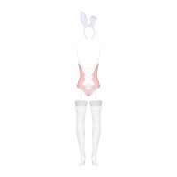 Еротичний костюм зайчика Obsessive Bunny suit 4 pcs costume pink S/M, рожевий, топ з підв’язками