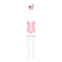 Еротичний костюм зайчика Obsessive Bunny suit 4 pcs costume pink S/M, рожевий, топ з підв’язками