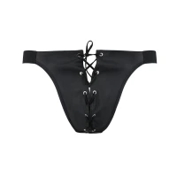 Чоловічі сліпи на шнурівці Passion 044 SLIP BEN S/M Black, екошкіра, люверси — Переглянути зображення 5