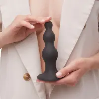 Насадка для страпона Strap-On-Me Dildo Plug Beads Black XXL — Переглянути зображення 6