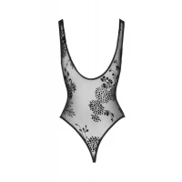 Боді Noir Handmade F242 Tulle body with patterned flock embroidery, XL — Переглянути зображення 5