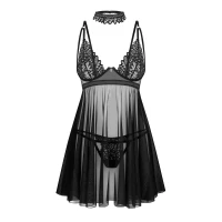 Бебі-дол Obsessive Donarella babydoll &amp; thong, M/L, мереживний ліф, чокер та стрінги в комплекті — Просмотреть изображение 3