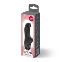 Вібратор-кролик Fun Factory OCEAN Black, для клітора та точки G, 6 режимів, на батарейках — Переглянути зображення 4