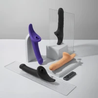 Вибронасадка для страпона с вакуумной стимуляцией Strap-On-Me Multi Orgasm Dildo S Purple — Просмотреть изображение 7