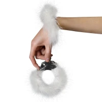 Наручники металеві Adrien Lastic Handcuffs White з білим пухнастим оздобленням — Просмотреть изображение 3