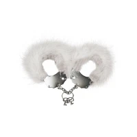 Наручники металеві Adrien Lastic Handcuffs White з білим пухнастим оздобленням — Просмотреть изображение 1