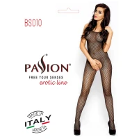Бодістокінг Passion BS010 black, комбінезон, дрібна сіточка — Переглянути зображення 4