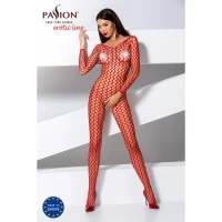 Бодістокінг Passion BS068 red, комбінезон, велика сітка, довгий рукав — Просмотреть изображение 2