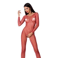 Бодістокінг Passion BS068 red, комбінезон, велика сітка, довгий рукав — Просмотреть изображение 1