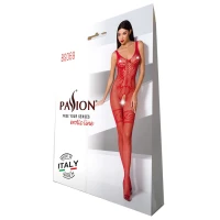 Бодістокінг Passion BS069 red, комбінезон, імітація панчох і боді — Переглянути зображення 8