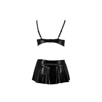 Комплект білизни під латекс Passion DEBY SET L/XL, black, ліф, міні-спідничка, стрінги — Просмотреть изображение 4
