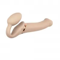 Безремінний страпон з вібрацією Strap-On-Me Vibrating Flesh L, діаметр 4,2 см, пульт ДК, регульований — Переглянути зображення 1