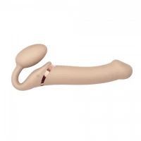 Безремінний страпон з вібрацією Strap-On-Me Vibrating Flesh L, діаметр 4,2 см, пульт ДК, регульований — Переглянути зображення 6