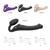 Безремінний страпон з вібрацією Strap-On-Me Vibrating Flesh L, діаметр 4,2 см, пульт ДК, регульований — Переглянути зображення 2