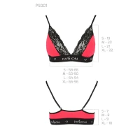 Еластичний топ з мереживом Passion PS001 TOP M, red-black — Просмотреть изображение 5