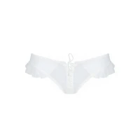 Трусики в горошок, з рюшами та шнурівкою Passion FATIN THONG S/M, white — Переглянути зображення 5