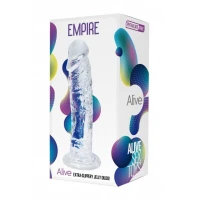 Прозорий фалоімітатор Alive Jelly Dildo Empire, ТПЕ, присоска, діаметр 4,3см, довжина 19,3см — Переглянути зображення 2