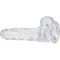 Прозорий фалоімітатор на присосці ADDICTION — Clear Dildo with Balls 7″, віброкуля в подарунок — Переглянути зображення 3