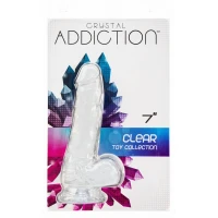 Прозорий фалоімітатор на присосці ADDICTION — Clear Dildo with Balls 7″, віброкуля в подарунок — Переглянути зображення 4