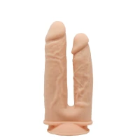 Фалоімітатор подвійний SilexD Double Gusto Flesh (Model 1 size 8&quot; &amp; 7&quot;), двошаровий, силікон + Silexd — Просмотреть изображение 1