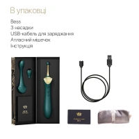 Вагінально-кліторальний вібратор Zalo — Bess Turquoise Green, багатофункціональний із насадками — Переглянути зображення 7