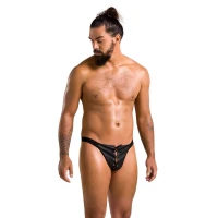 Чоловічі сліпи на шнурівці Passion 044 SLIP BEN XXL/XXXL Black, екошкіра, люверси — Переглянути зображення 3