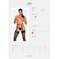 Гартери Obsessive A741 garter belt black O/S, штучна шкіра — Переглянути зображення 5