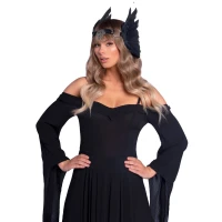 Пов’язка на голову з крилами Leg Avenue Feather headband Black, пір’я та натуральна шкіра — Переглянути зображення 4