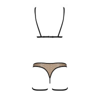 Еротичний комплект спідньої білизни Passion GABI SET L/XL beige, трусики з гартерами