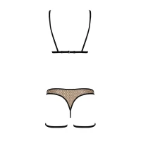 Еротичний комплект спідньої білизни Passion GABI SET L/XL beige, трусики з гартерами — Переглянути зображення 4