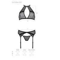 Комплект белья Passion SATARA SET XXL/XXXL red, топ, пояс для чулок, стринги