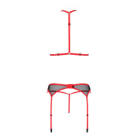 Комплект белья Passion SATARA SET XXL/XXXL red, топ, пояс для чулок, стринги