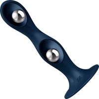 Дилдо Satisfyer Double Ball-R Dark Blue, унісекс, рухомі кульки всередині, на присосці — Переглянути зображення 3