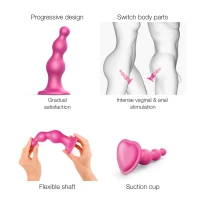 Насадка для страпона Strap-On-Me Dildo Plug Beads Framboise Metallic L — Переглянути зображення 3