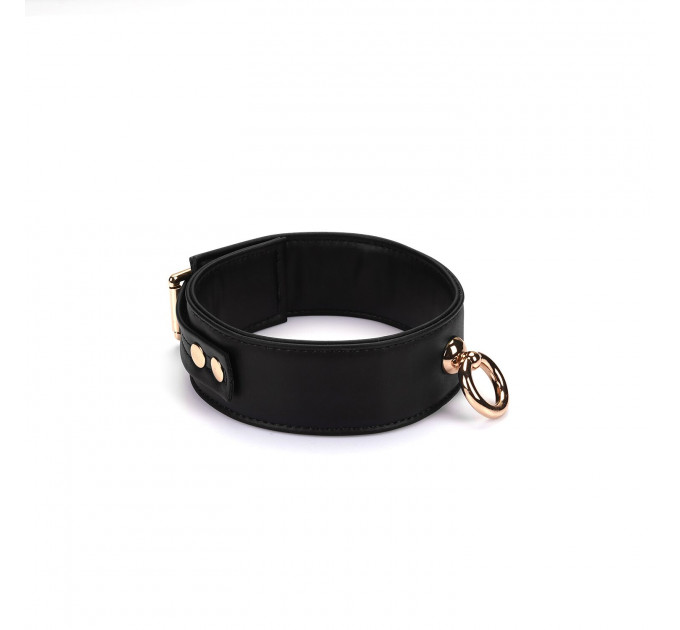 Нашийник з повідцем Liebe Seele Black Organosilicon Collar with Leash, екошкіра