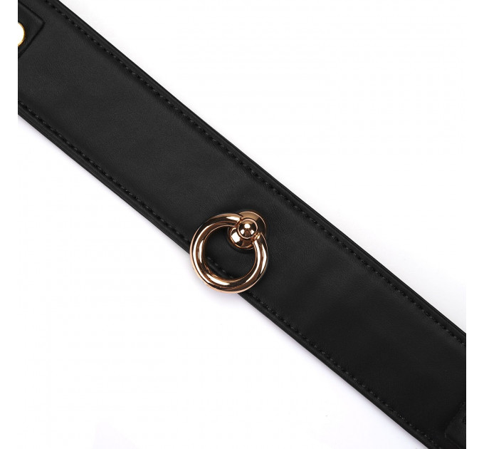 Нашийник з повідцем Liebe Seele Black Organosilicon Collar with Leash, екошкіра