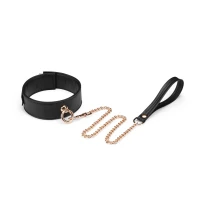 Нашийник з повідцем Liebe Seele Black Organosilicon Collar with Leash, екошкіра — Переглянути зображення 1