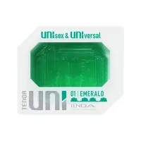 Унісекс-стимулятор Tenga UNI Emerald, зелений, з геометричним рельєфом, лубрикант у комплекті — Переглянути зображення 1