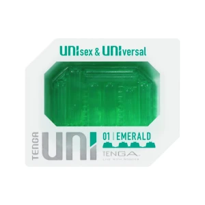 Унісекс-стимулятор Tenga UNI Emerald, зелений, з геометричним рельєфом, лубрикант у комплекті
