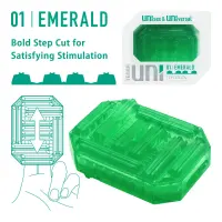 Унісекс-стимулятор Tenga UNI Emerald, зелений, з геометричним рельєфом, лубрикант у комплекті — Переглянути зображення 2