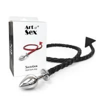 Металева анальна пробка L з диявольським хвостом Art of Sex - Succubus, екошкіра, чорний — Переглянути зображення 4