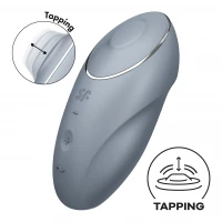 Вібростимулятор-пульсатор Satisfyer Tap &amp; Climax 1 Bluegrey, ефект постукування пальцем, 2 мотори — Переглянути зображення 1