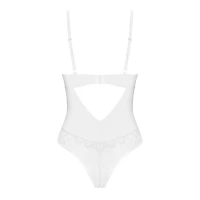 Боді Obsessive Alissium Teddy White, XL/2XL, ліф з м’якою чашкою, високі вирізи для ніг — Переглянути зображення 6