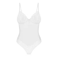 Боді Obsessive Alissium Teddy White, XL/2XL, ліф з м’якою чашкою, високі вирізи для ніг — Переглянути зображення 5