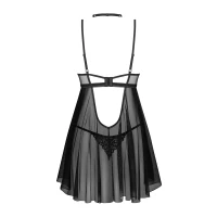 Бебі-дол Obsessive Donarella babydoll &amp; thong, XL/2XL, мереживний ліф, чокер та стрінги в комплекті — Переглянути зображення 4