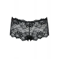 Трусики-шортики Obsessive Idillia shorties, L/XL, чорні, мереживні, з низькою посадкою — Переглянути зображення 4