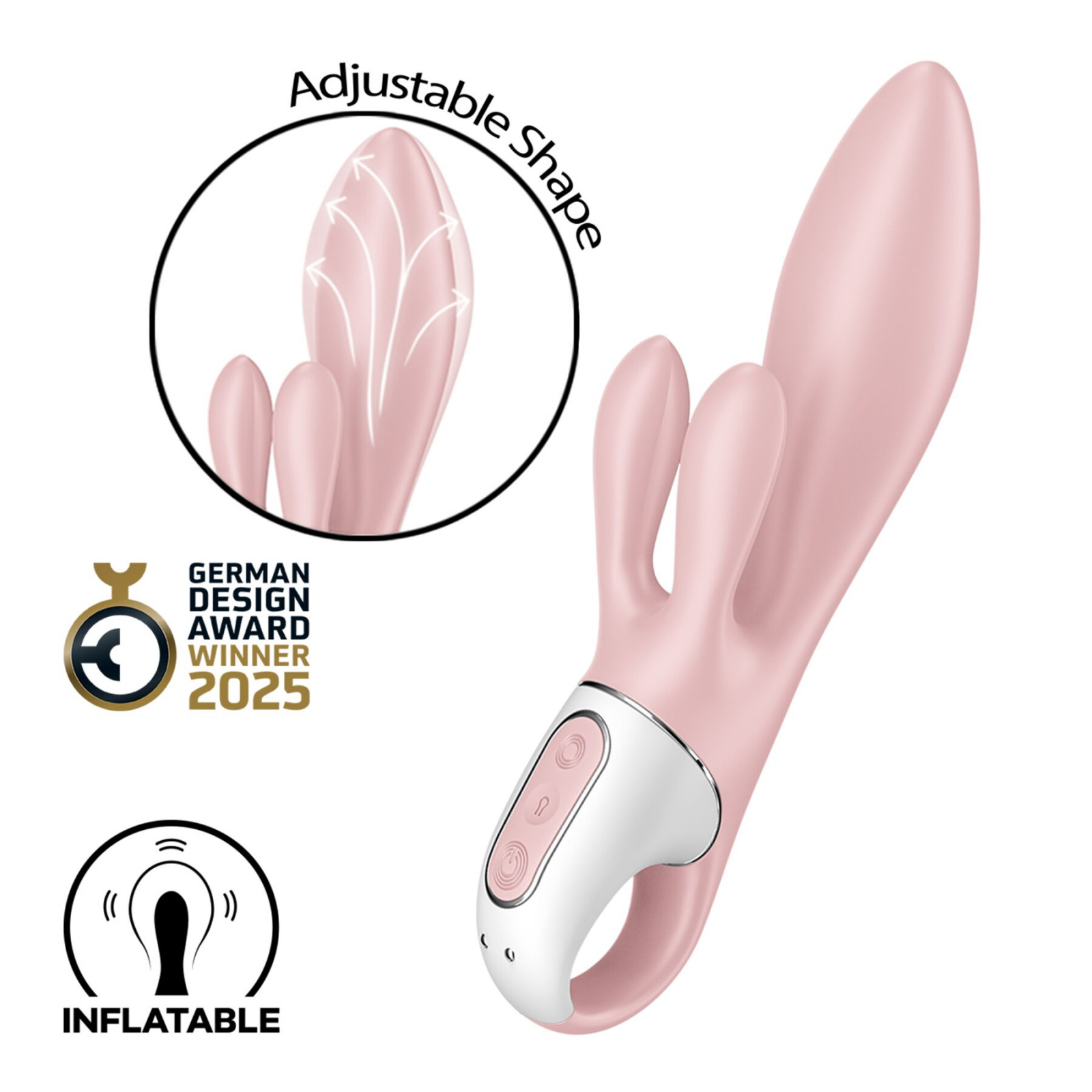 Вибратор-кролик надувной Satisfyer Air Pump Bunny 3, 12 режимов, двойной отросток