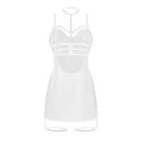 Бебі-дол Obsessive Arrowel White chemise 2XL/3XL, з декоративним чокером та гартерами — Переглянути зображення 3